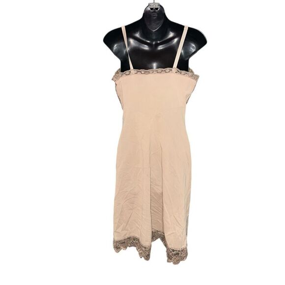 VINTAGE ARTEMIS tan W LACE & SATIN TRIM NYLON FULL SLIP SIZE 34 FULL SLIP (appro - Picture 4 of 8